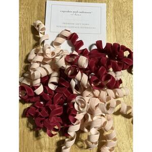 CUPCAKES & CASHMERE Set of 4 Pink & Burgundy Red VELVET BOWS Gifts Valentines